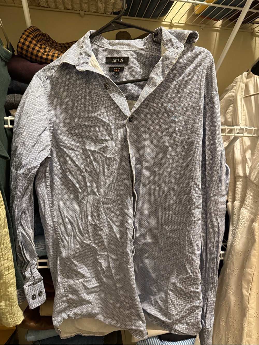 Apt. 9 Blue Microprint Slim-Fit Stretch Button-Up Shirt